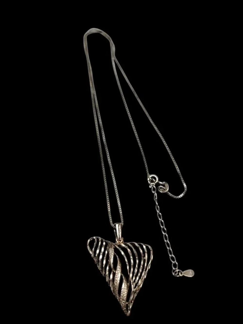 ACO Sterling Silver Heart Pendant Necklace  Open Metal Work Italy 925 Chain 20